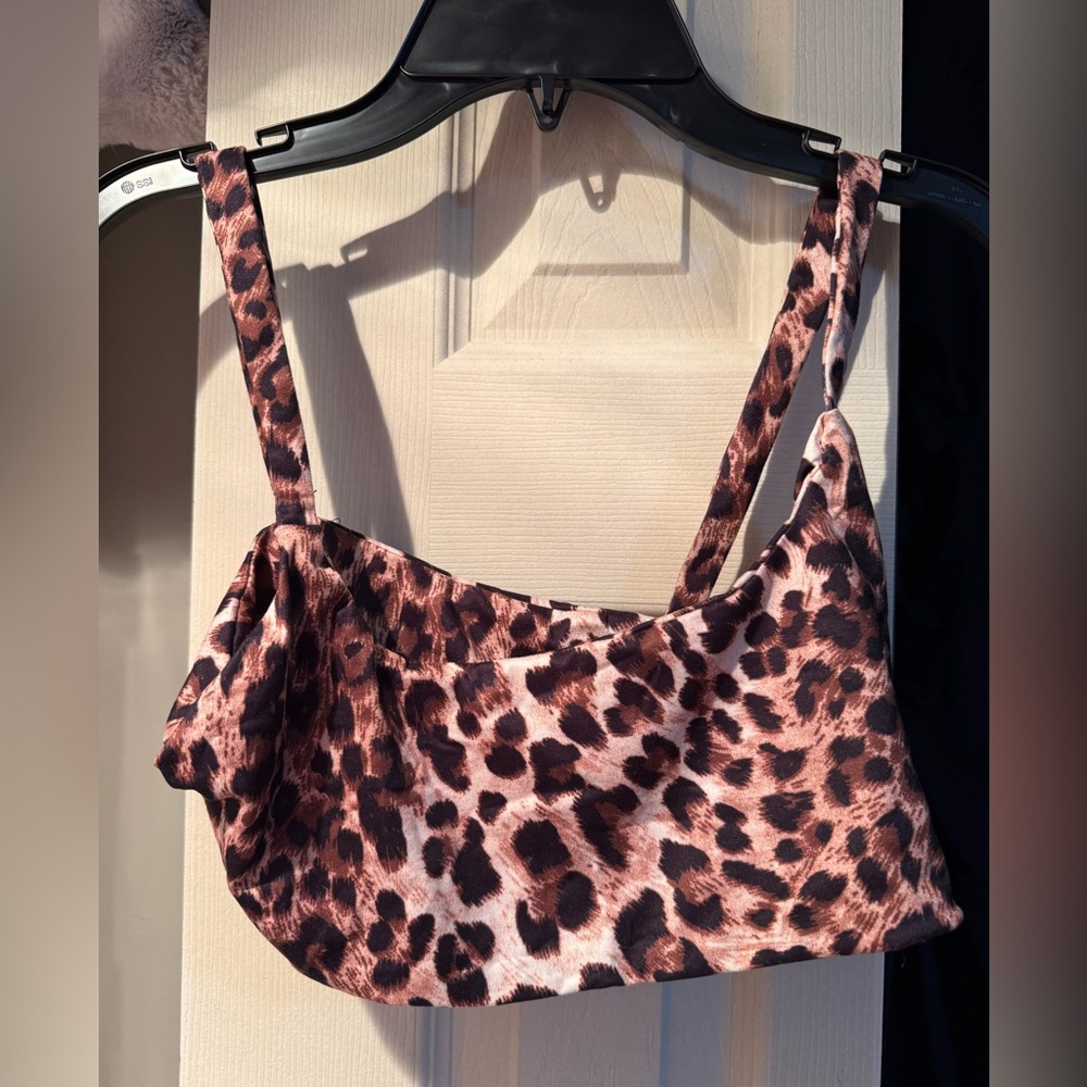 SHEIN Leopard Print Crop Top - Brown and Black
